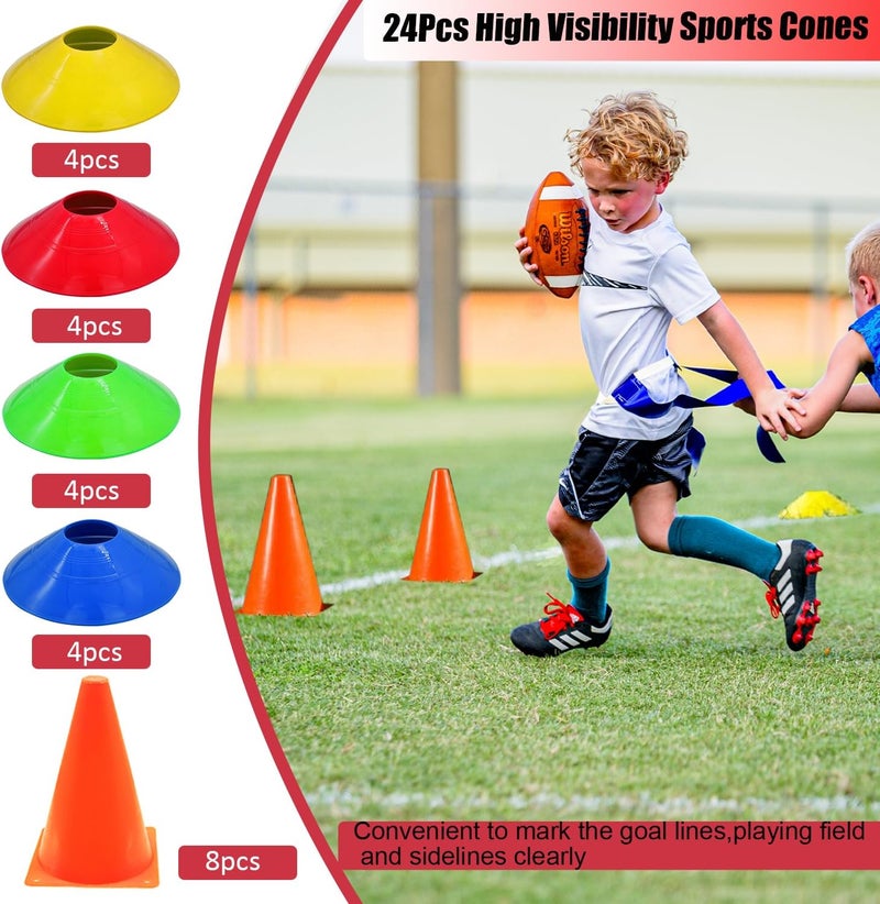 chicarry Flag Football Set, 14 Player/ 28 Player Football Flags and Belts Set, Includes Belts, Football Flags, Cones - Image 3